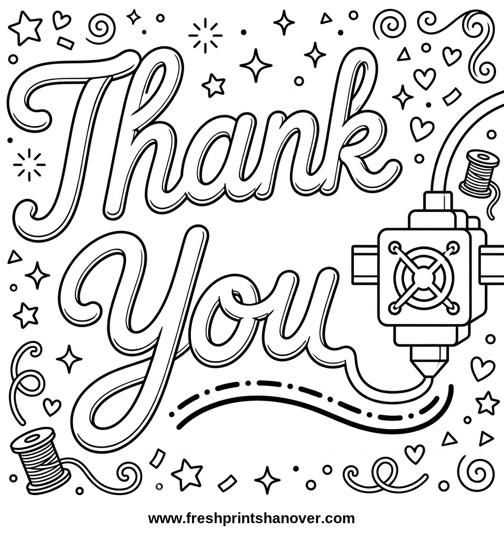 Thank You coloring page preview